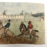 Horse Racers at Saint-Cloud, Antique French Watercolor by Pierre Albert Leroux
