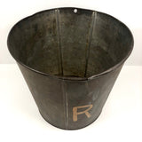 Old Sap Bucket with Great Patina and Hand-painted Orange "R"