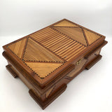 Two-Toned Wood Tramp Art Jewelry Box