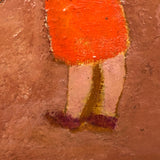 SOLD Woman in Orange Skirt with Plants, Vintage Oil on Board by Charles Rabin