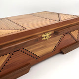 Two-Toned Wood Tramp Art Jewelry Box