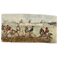 Horse Racers at Saint-Cloud, Antique French Watercolor by Pierre Albert Leroux