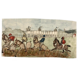 Horse Racers at Saint-Cloud, Antique French Watercolor by Pierre Albert Leroux
