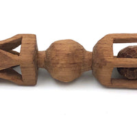 Finely Carved Architectural Whimsy with Three Balls in Cages