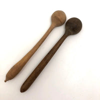 Pair of Little Old Treen Salt Dipper Spoons
