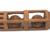 Finely Carved Architectural Whimsy with Three Balls in Cages