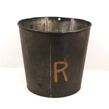 Old Sap Bucket with Great Patina and Hand-painted Orange "R"