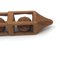 Finely Carved Architectural Whimsy with Three Balls in Cages