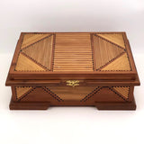 Two-Toned Wood Tramp Art Jewelry Box