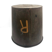 Old Sap Bucket with Great Patina and Hand-painted Orange "R"