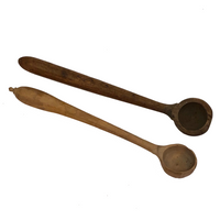 Pair of Little Old Treen Salt Dipper Spoons