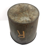 Old Sap Bucket with Great Patina and Hand-painted Orange "R"