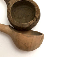 Pair of Little Old Treen Salt Dipper Spoons
