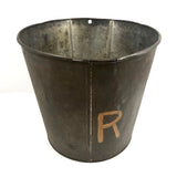 Old Sap Bucket with Great Patina and Hand-painted Orange "R"