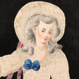 Fantastic Early 1800s Pin Prick and Watercolor Portrait of Woman with Parasol