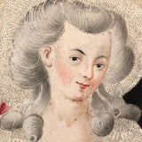 Fantastic Early 1800s Pin Prick and Watercolor Portrait of Woman with Parasol