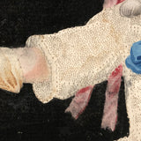 Fantastic Early 1800s Pin Prick and Watercolor Portrait of Woman with Parasol