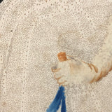 Fantastic Early 1800s Pin Prick and Watercolor Portrait of Woman with Parasol