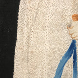 Fantastic Early 1800s Pin Prick and Watercolor Portrait of Woman with Parasol