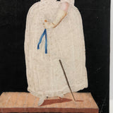 Fantastic Early 1800s Pin Prick and Watercolor Portrait of Woman with Parasol