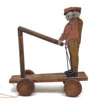 Wonderful Folk Art Workers on Railway Hand Car Pull Toy