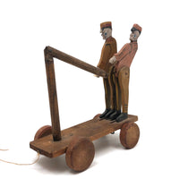 Wonderful Folk Art Workers on Railway Hand Car Pull Toy