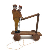 Wonderful Folk Art Workers on Railway Hand Car Pull Toy