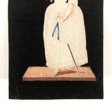 Fantastic Early 1800s Pin Prick and Watercolor Portrait of Woman with Parasol