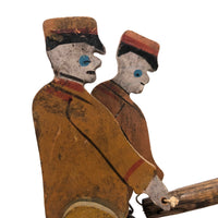 Wonderful Folk Art Workers on Railway Hand Car Pull Toy
