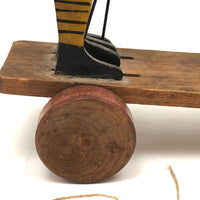 Wonderful Folk Art Workers on Railway Hand Car Pull Toy