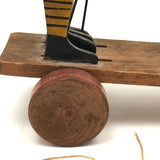 Wonderful Folk Art Workers on Railway Hand Car Pull Toy