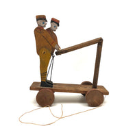 Wonderful Folk Art Workers on Railway Hand Car Pull Toy