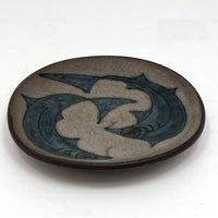 Mid-Century Scandanavian Pottery Plate with Circling Fish