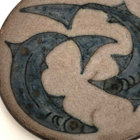 Mid-Century Scandanavian Pottery Plate with Circling Fish