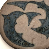 Mid-Century Scandanavian Pottery Plate with Circling Fish