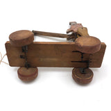 Wonderful Folk Art Workers on Railway Hand Car Pull Toy