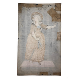 Fantastic Early 1800s Pin Prick and Watercolor Portrait of Woman with Parasol