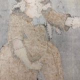 Fantastic Early 1800s Pin Prick and Watercolor Portrait of Woman with Parasol