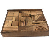 Great Big Antique Set of Wooden Building Blocks in Original Box (No Lid)