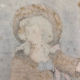 Fantastic Early 1800s Pin Prick and Watercolor Portrait of Woman with Parasol