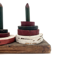 Sculptural Old Handmade Stacking Toy with Chippy Paint