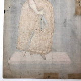 Fantastic Early 1800s Pin Prick and Watercolor Portrait of Woman with Parasol