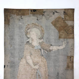 Fantastic Early 1800s Pin Prick and Watercolor Portrait of Woman with Parasol