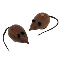 Mid-Century Teak Mouse Shaped Salt and Pepper Shakers