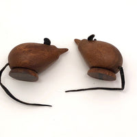 Mid-Century Teak Mouse Shaped Salt and Pepper Shakers