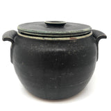 Beautiful Black Glazed Lidded Stoneware Studio Pottery Vessel