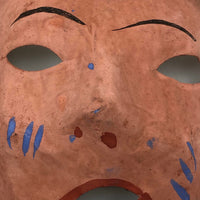 Hand-painted German Paper Masks, Peach with Blue Stripes-- Sold Individually