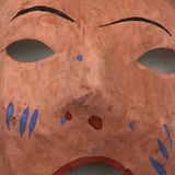 Hand-painted German Paper Masks, Peach with Blue Stripes-- Sold Individually