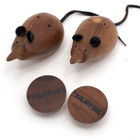Mid-Century Teak Mouse Shaped Salt and Pepper Shakers