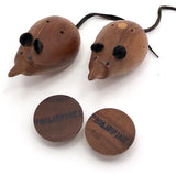 Mid-Century Teak Mouse Shaped Salt and Pepper Shakers